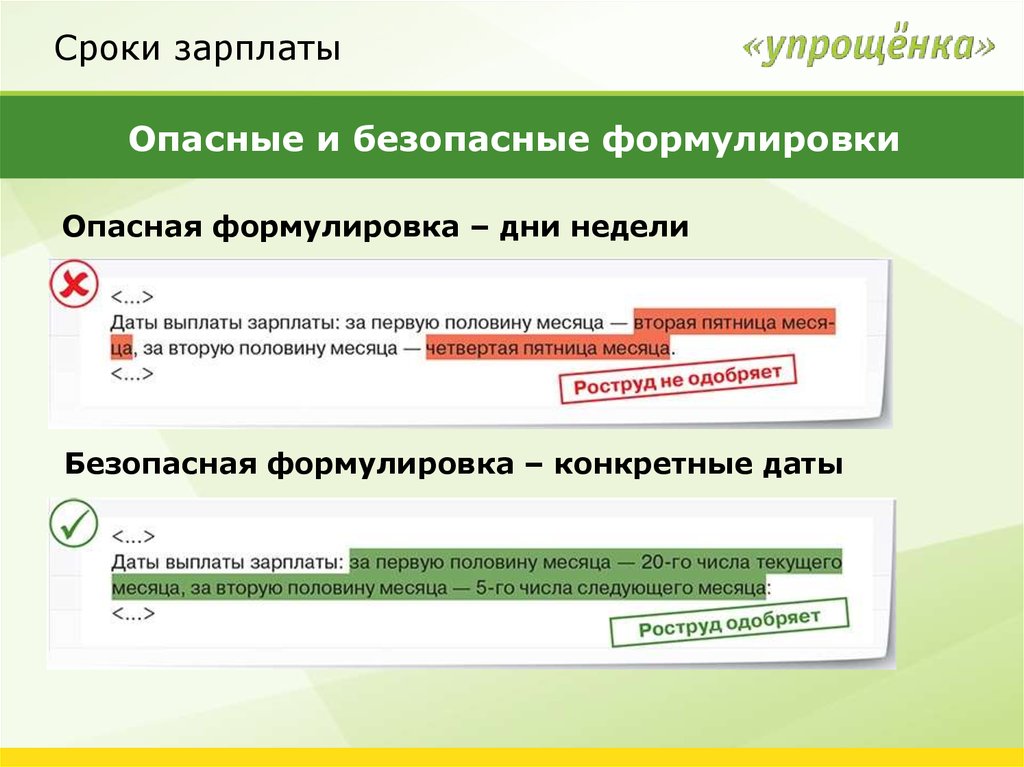 Сроки заработной платы