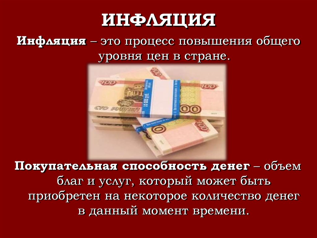 Инфляция и семейная экономика план урока