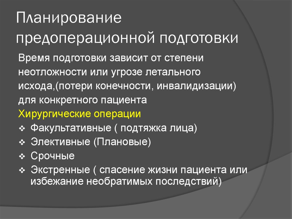 Подготовка пациента к операции презентация