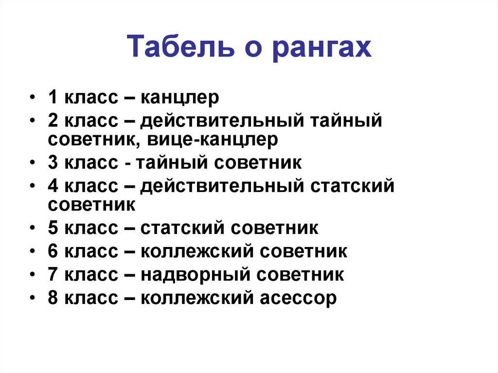 Табель о рангах станционный смотритель. Табель о рангах. Действительный тайный советник 1-го класса.