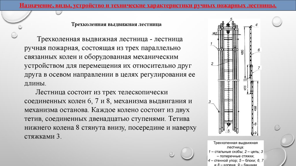 Ручные пожарные лестницы виды назначение устройство. ТТХ пожарной лестницы трехколенки. Трехколенная лестница пожарная ТТХ. ТТХ 3 коленной пожарной лестницы. Выдвижная пожарная лестница ТТХ.