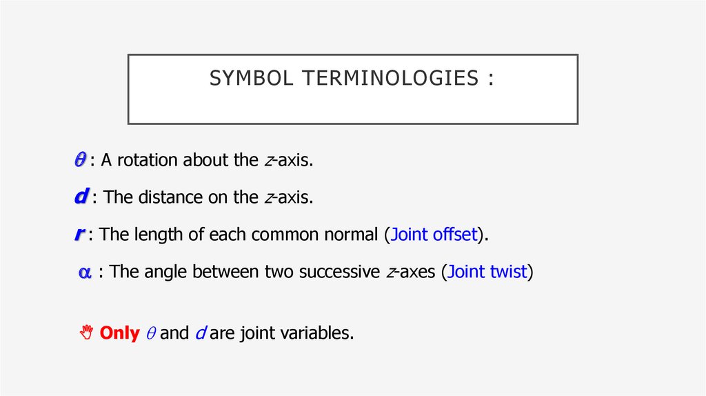 Symbol Terminologies :