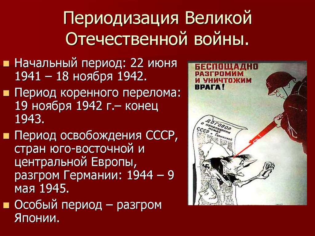 Периодизация Великой Отечественной войны.