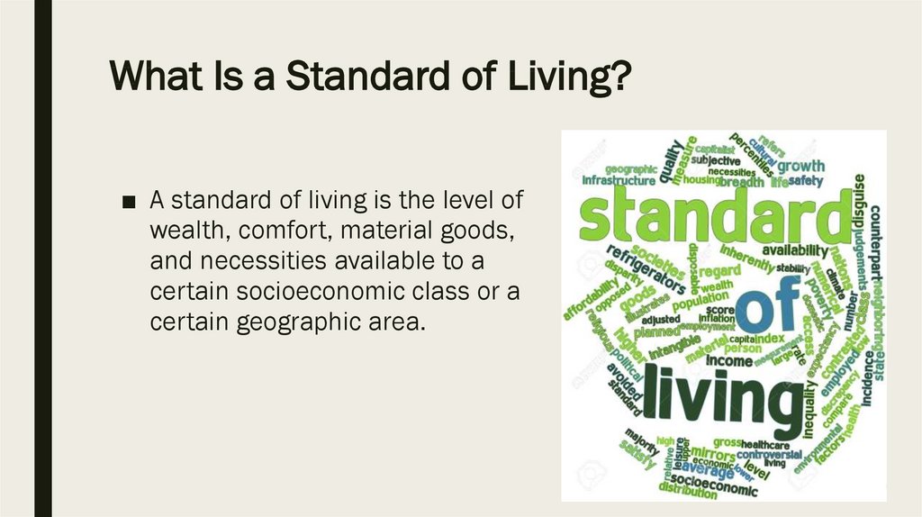 What is a standard of living online presentation