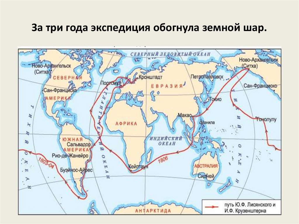 Карта путешествий крузенштерна