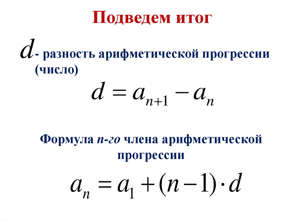 Презентация сумма арифметической прогрессии 9 класс