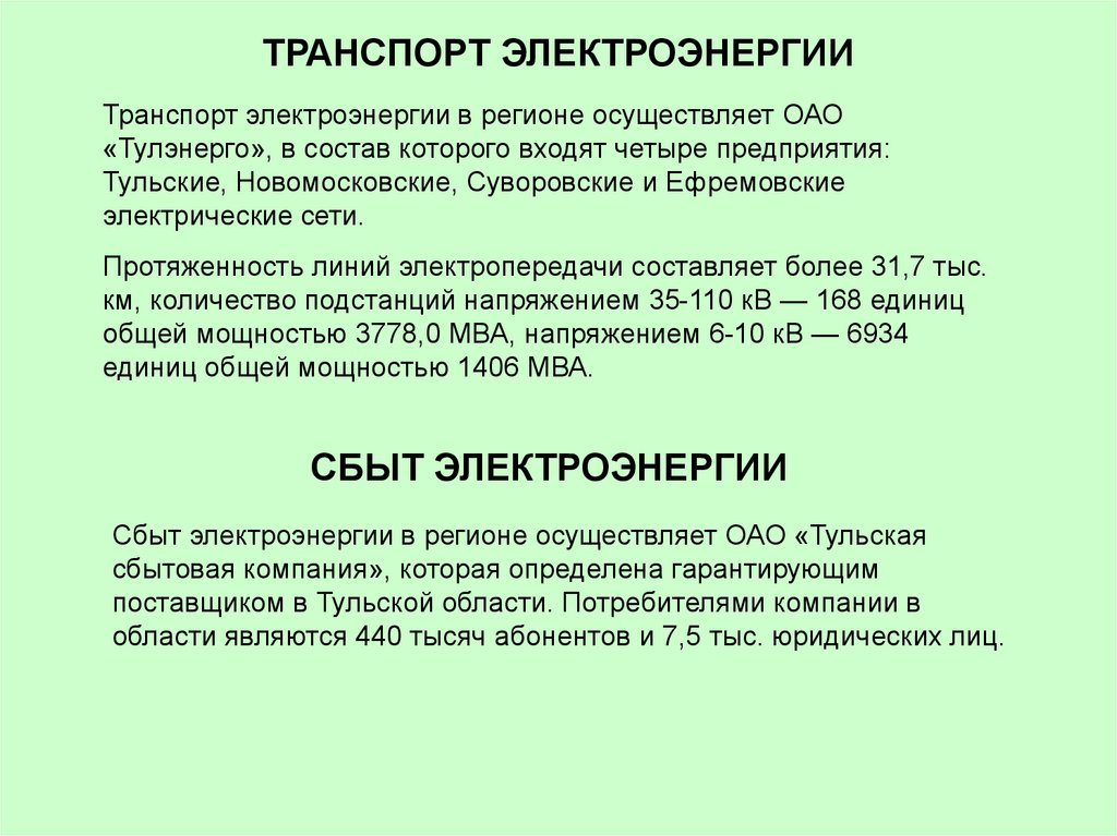 Электроэнергетика тульской области презентация