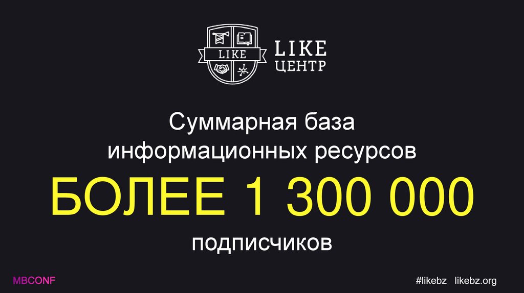 Суммарная база информационных ресурсов БОЛЕЕ 1 300 000 подписчиков