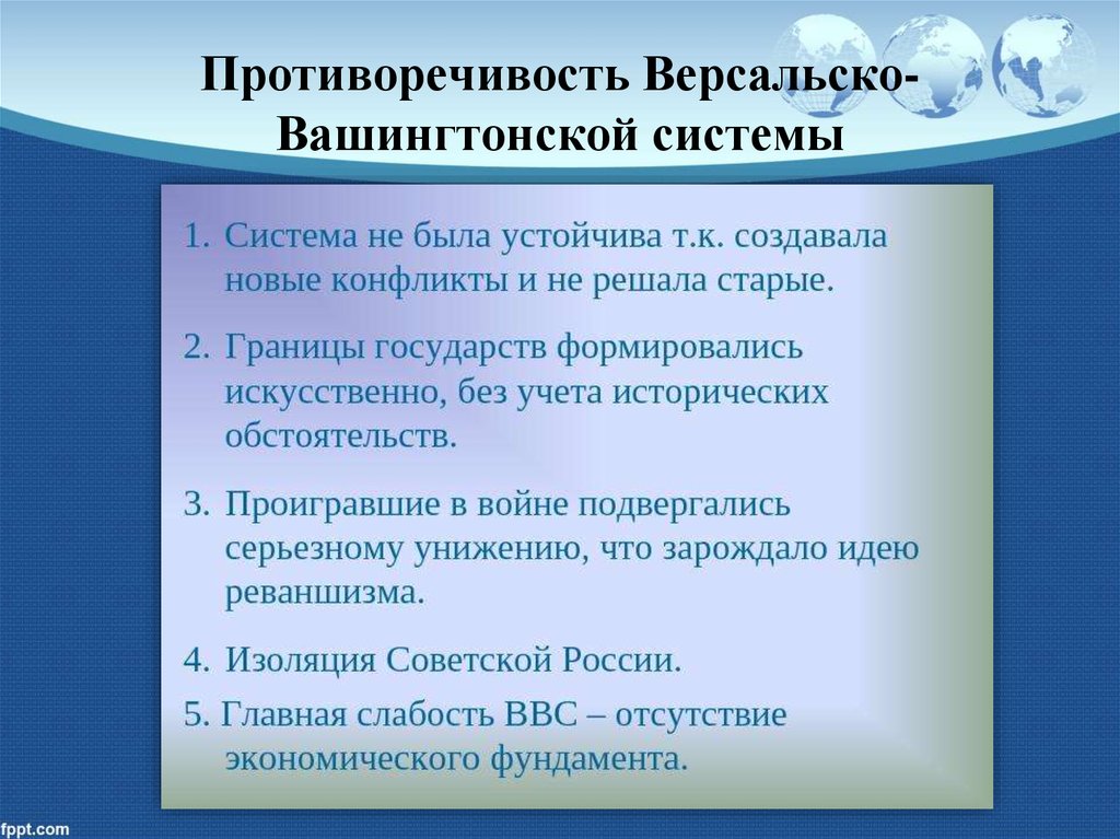 Версальско вашингтонская система презентация