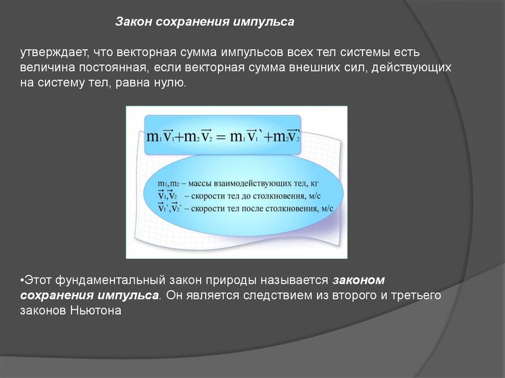 Законы сохранения в механике 10 класс