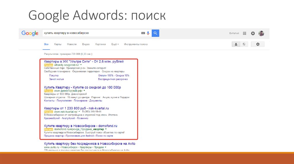 Google Adwords: поиск