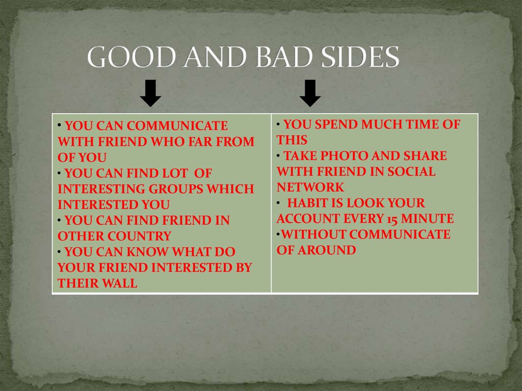 GOOD AND BAD SIDES