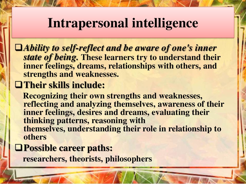 Intrapersonal intelligence