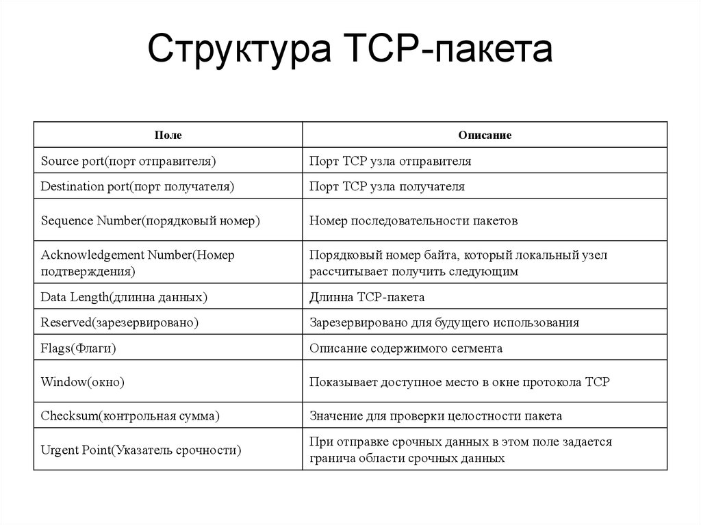 Структура TCP-пакета