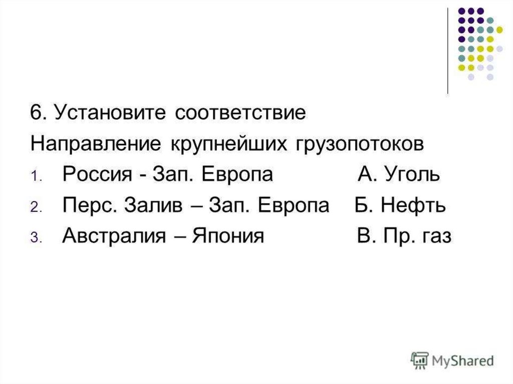 Направление крупнейших грузопотоков. Презентация на тему топливная промышленность.