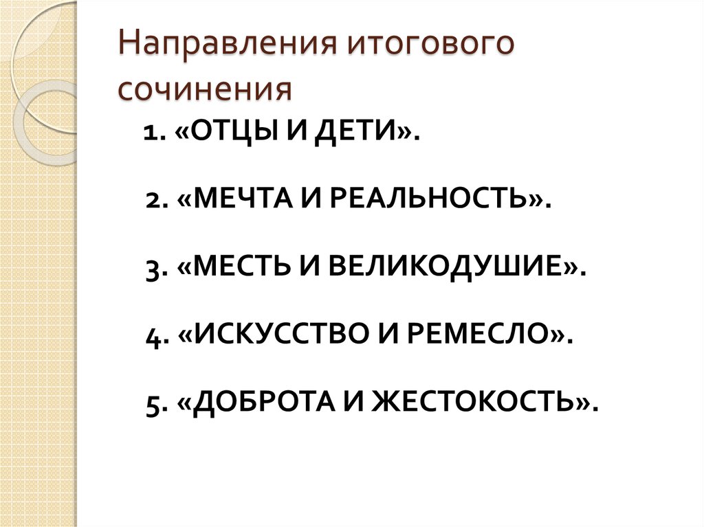 Направления тем итогового сочинения