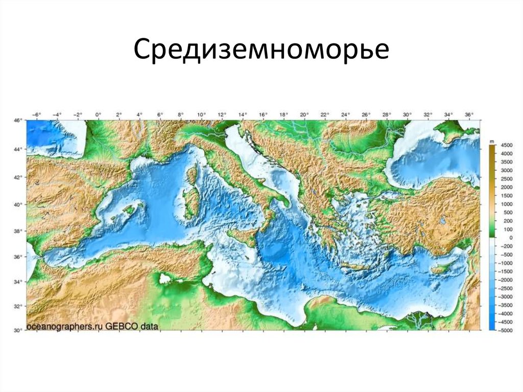 Подробная карта средиземного моря