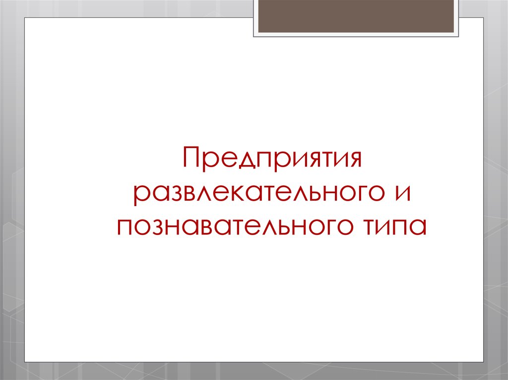 Предприятия развлекательного и познавательного типа