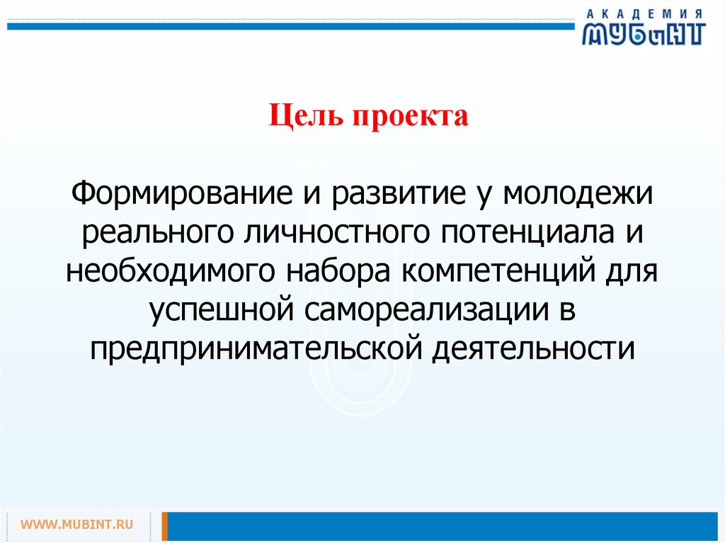 Проект по развитию молодежного предпринимательства