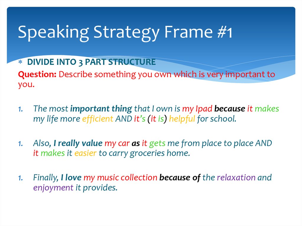 Speaking Strategy Frame #1