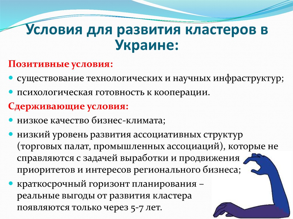 Условия для развития кластеров в Украине:
