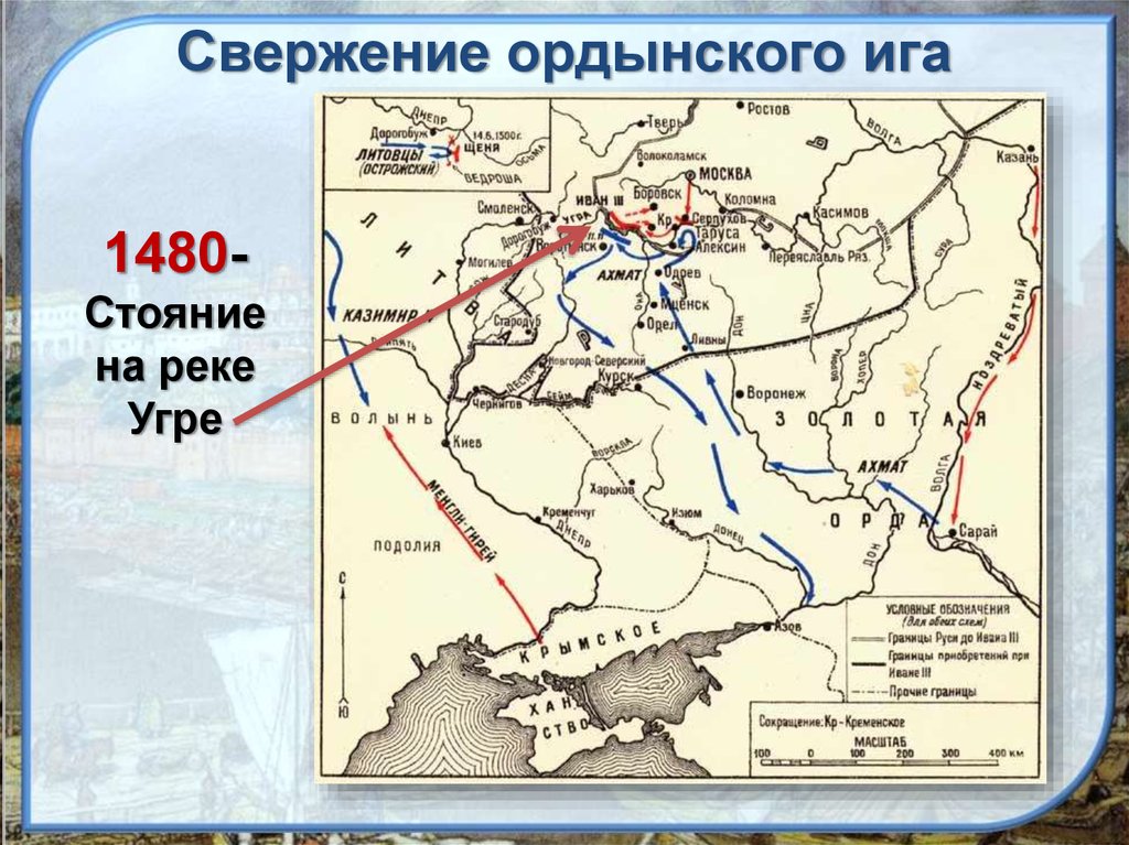 Схема боевых порядков русских войск на берегу угры