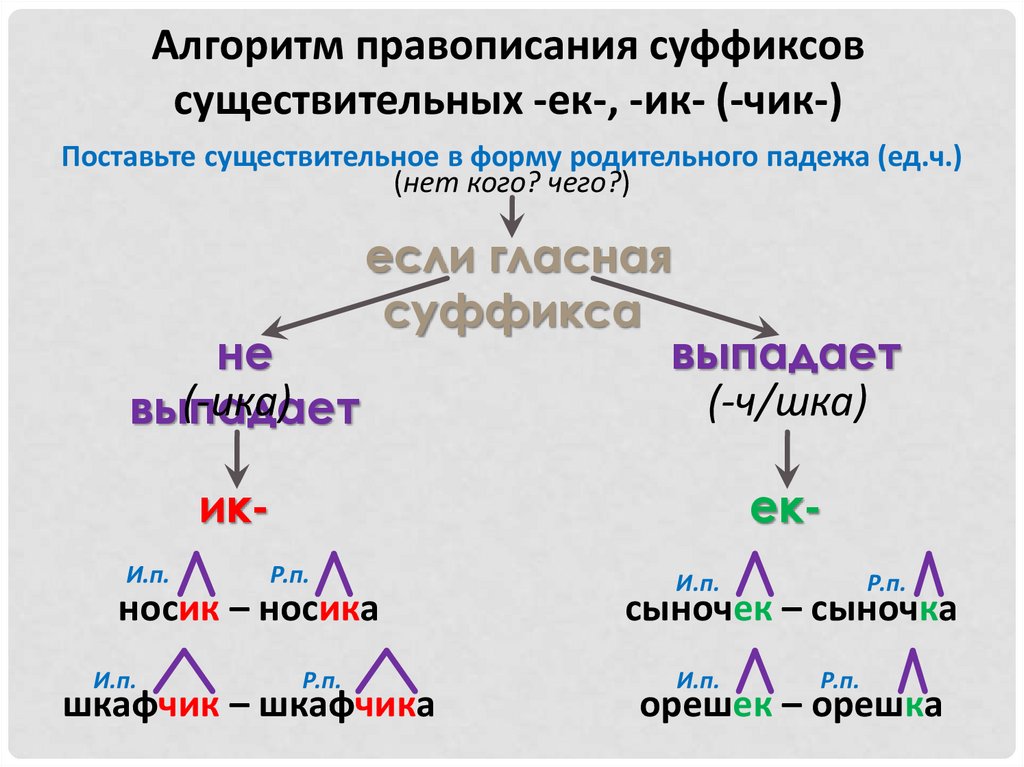 Суффиксы существительных ек