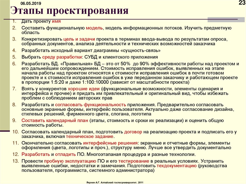 Стадии и этапы проектирования