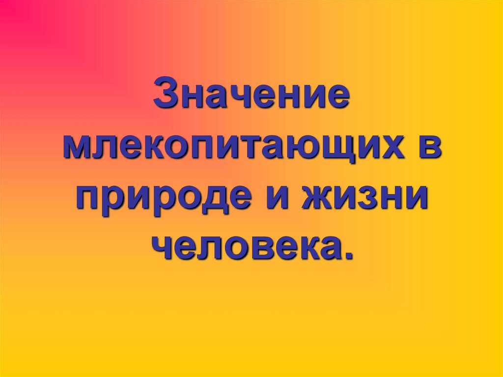 Млекопитающие в жизни человека презентация