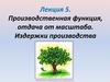 Производственная функция, отдача от масштаба. Издержки производства