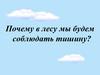 Почему в лесу мы будем соблюдать тишину?