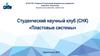 Студенческий научный клуб (СНК) «Пластовые системы»