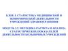 Методика расчета и анализа статистических показателей деятельности больничных учреждений