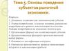 Основы поведения субъектов рыночной экономики