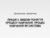 Видові поняття процесу навчання. Процес навчання як система