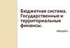 Бюджетная система. Государственные и территориальные финансы. Лекция 2