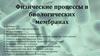 Физические процессы в биологических мембранах. Лекция 8
