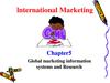 Lnternational marketing. Global marketing information systems and research. (Chapter 5)