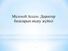 Microsoft Access. Деректер базаларын өңдеу жүйесі
