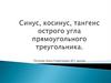 Синус, косинус, тангенс острого угла прямоугольного треугольника