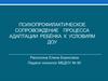 Психопрофилактическое сопровождение процесса адаптации ребёнка к условиям ДОУ