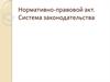 Нормативно-правовой акт. Система законодательства
