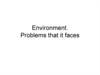 Environment. Problems that it faces