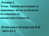 Законодательные и правовые акты в области безопасности жизнедеятельности. Лекция 2