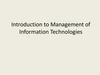 Introduction to Management of Information Technologies