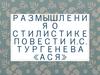 Размышления о стилистике повести И.С. Тургенева «Ася»