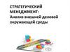 Стратегический анализ. Внешняя деловая окружающая среда