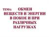 Обмен веществ и энергии в покое и при различных нагрузках