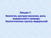 Распространение и роль водорослей в природе. Экологические группы водорослей. (Лекция 7)