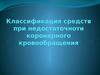 Классификация средств при недостаточности коронарного кровообращения